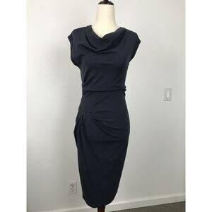 Obakki Dress Form Fitting Cowl Neck Draped Event Quiet Luxury Chic
